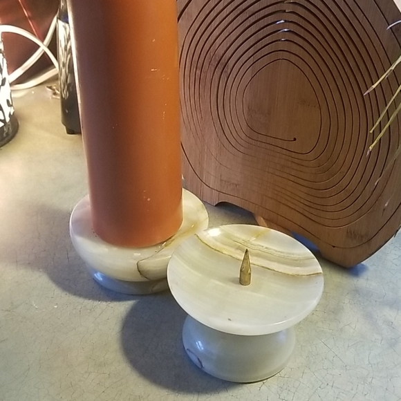 VTG.AGATE THICK CANDLE HOLDERS! SO COOL ☆